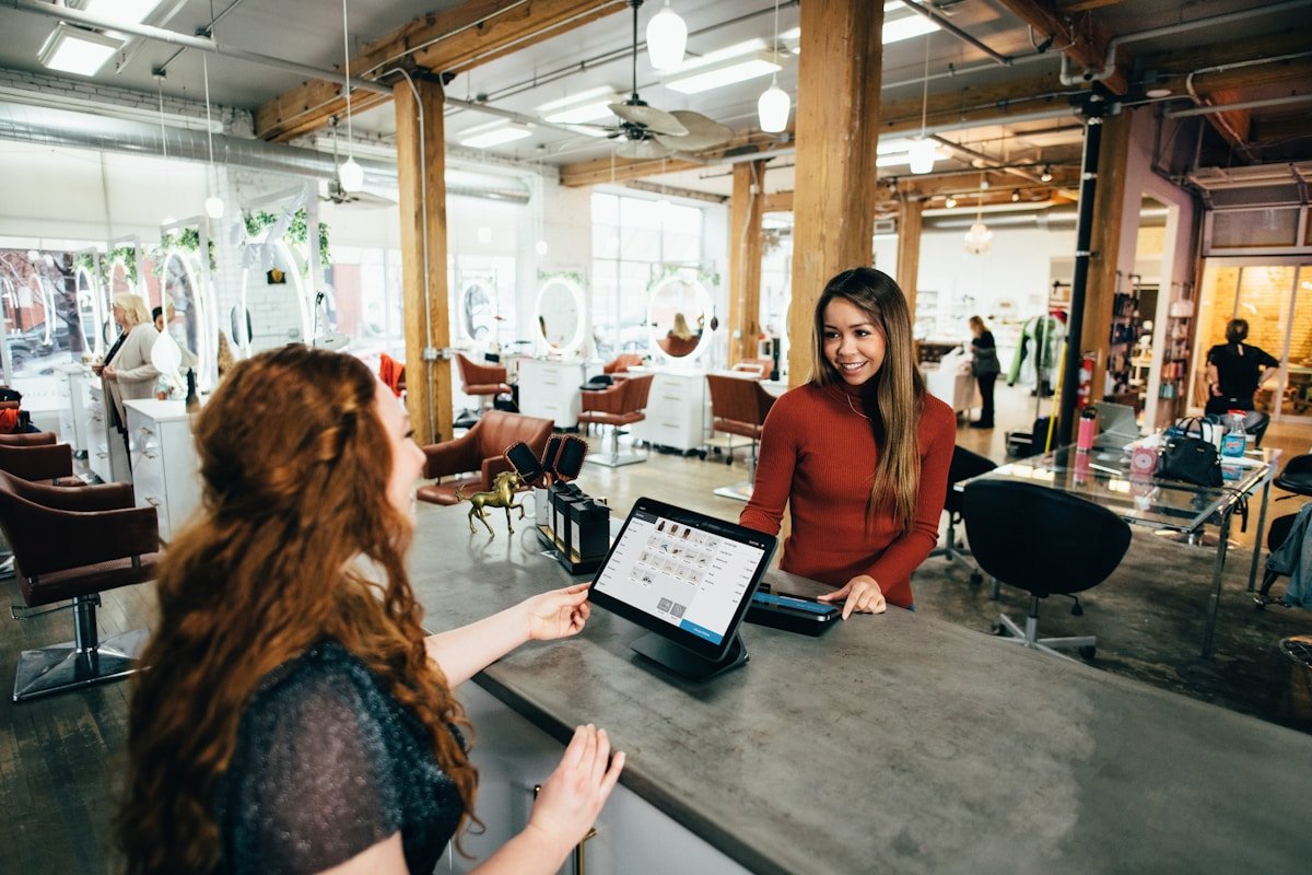 Retail store with modern point-of-sale and online order integration