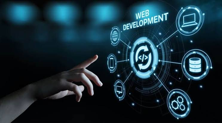 Web development concept — code, responsive design, and connected digital interfaces